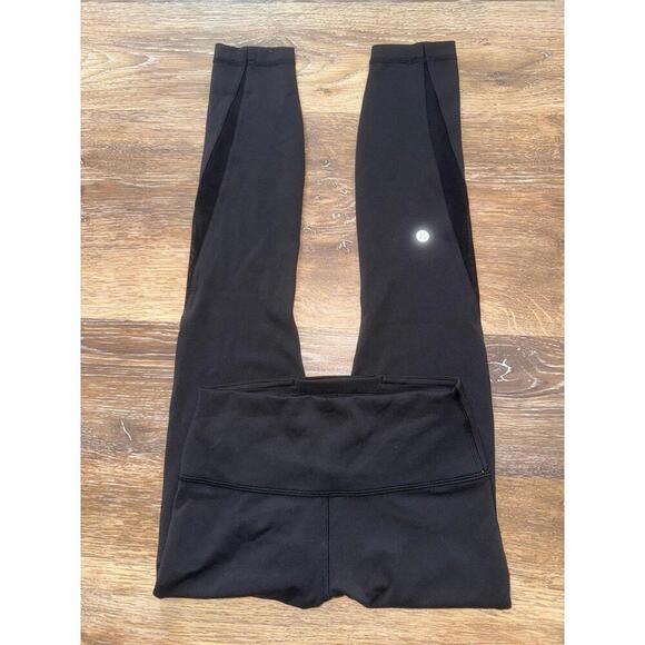 lululemon athletica Pants - Lululemon Wunder Train Mesh Panel High Rise 25” Black Size 4 NWOT